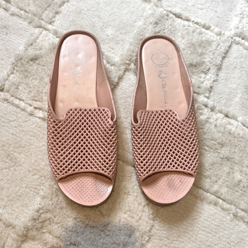 Jeffrey Campbell Blush Pink Mesh Mules